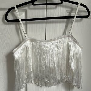 White Fringe Tank Top
